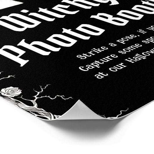 Gothic Halloween Skeleton Witchy Photo Booth Sign Poster (Hoek)