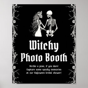 Gothic Halloween Skeleton Witchy Photo Booth Sign Poster