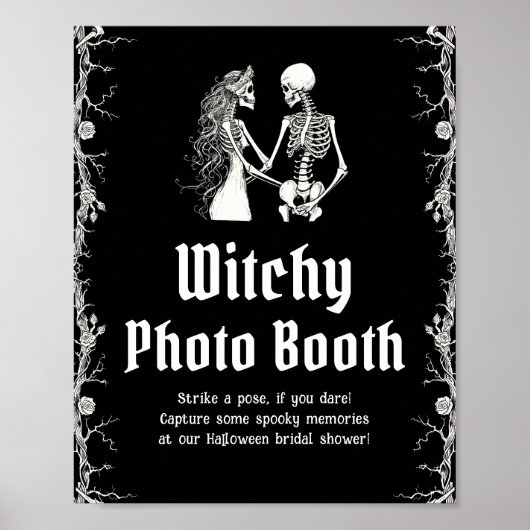 Gothic Halloween Skeleton Witchy Photo Booth Sign Poster (Voorkant)