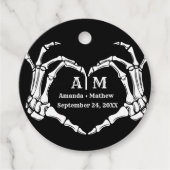 Gothic Halloween Skull Hand Heart Black Wedding Bedankjes Labels (Voorkant)
