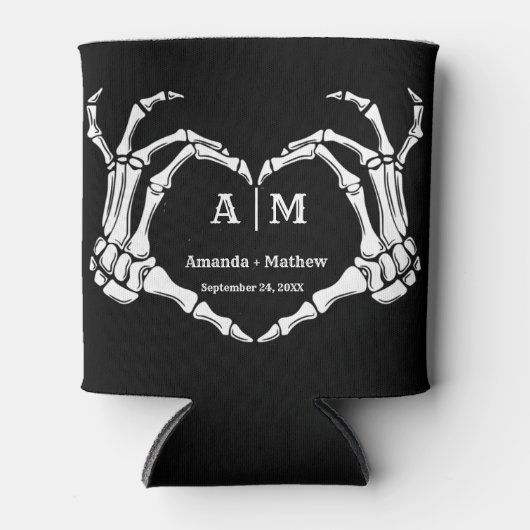 Gothic Halloween Skull Hand Heart Black Wedding Blikjeskoeler (Voorkant)