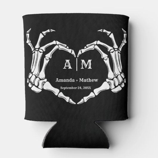 Gothic Halloween Skull Hand Heart Black Wedding Blikjeskoeler (Achterkant)