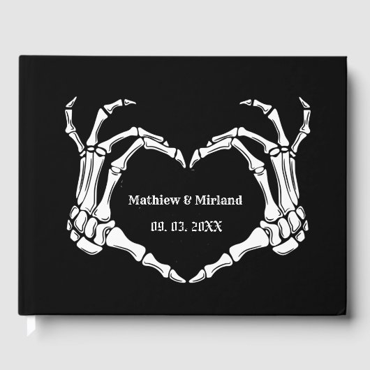 Gothic Halloween Skull Heart Wedding Date Gastenboek (Voorkant)