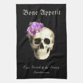 Gothic Halloween Skull Paarse Rozen Gepersonalisee Theedoek (Verticaal)
