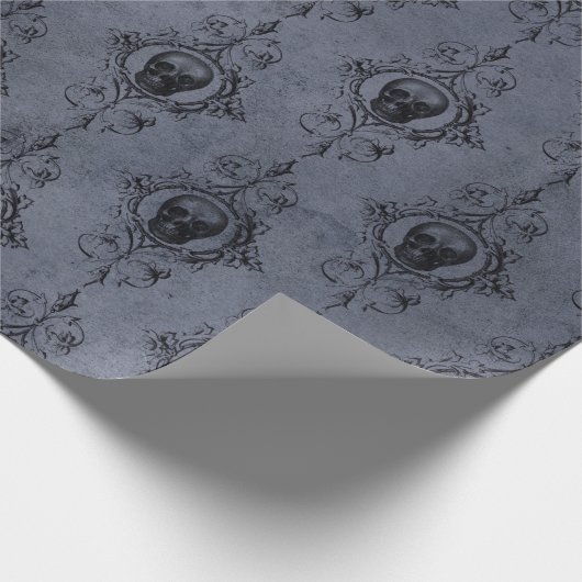 Gothic Halloween Skull Pattern Cadeaupapier (Hoek)