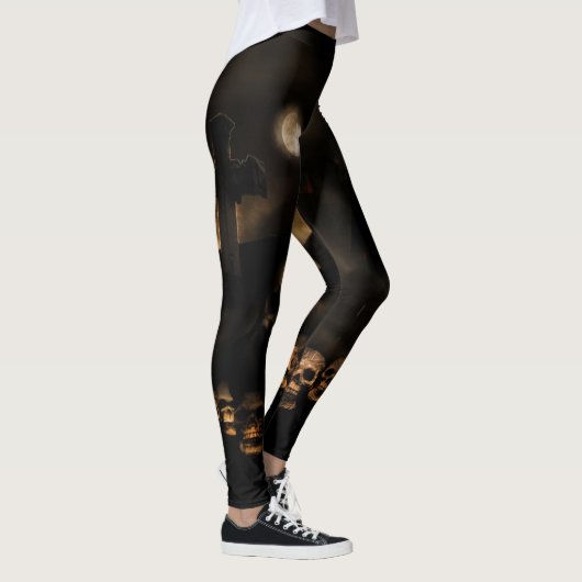 Gothic Halloween Skulls Cemetery Leggings (Rechts)