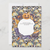 Gothic Halloween Skulls Party nodigt Waterverf uit Kaart (Achterkant)