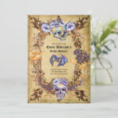 Gothic Halloween Skulls Party nodigt Waterverf uit Kaart (Staand voorkant)