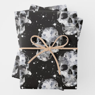 Gothic Halloween Skulls Spooky Season Inpakpapier Vel