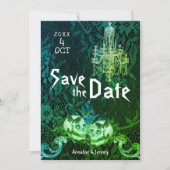 Gothic Halloween Skulls Wedding Save The Date (Voorkant)