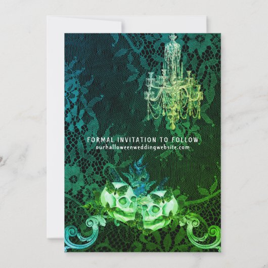 Gothic Halloween Skulls Wedding Save The Date (Achterkant)