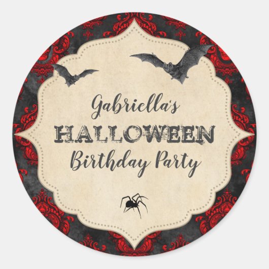 Gothic Halloween Spider Birthday Ronde Sticker (Voorkant)
