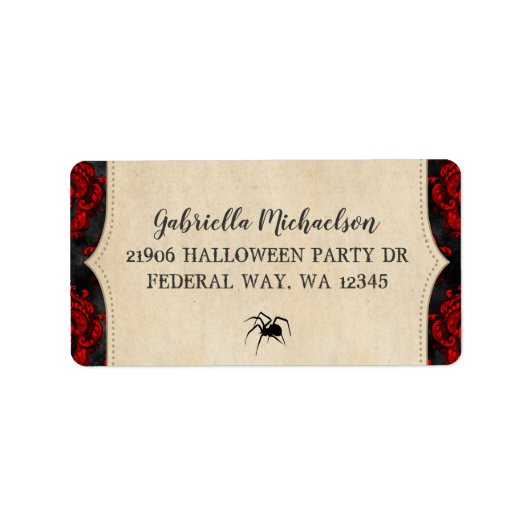  Gothic Halloween Spider Return-adres Etiket (Voorkant)