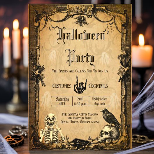  Gothic Halloween Spooky Custom Invitation Kaart
