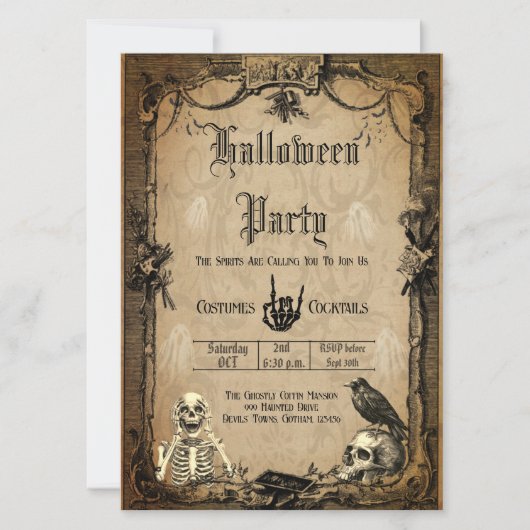  Gothic Halloween Spooky Custom Invitation Kaart (Voorkant)