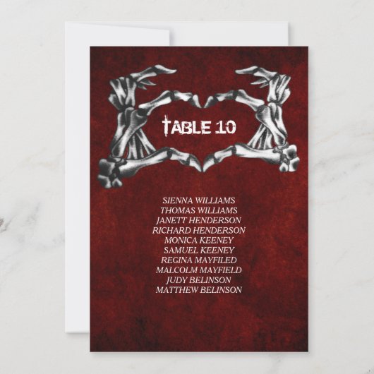 Gothic halloween Table Number Seating Chart Kaart (Achterkant)