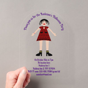 Gothic Halloween Vampier Dame Custom Acryl Uitnodigingen