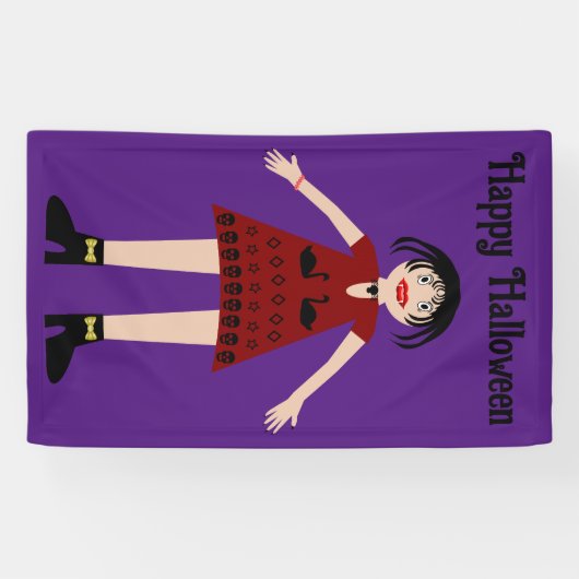 Gothic Halloween Vampire Lady Custom Spandoek (Horizontaal)