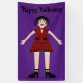 Gothic Halloween Vampire Lady Custom Spandoek (Verticaal)