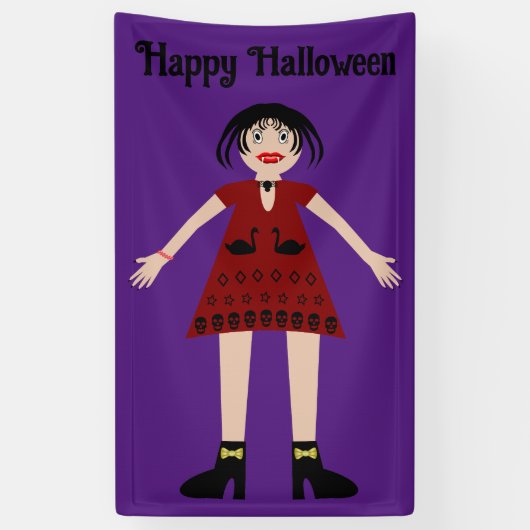 Gothic Halloween Vampire Lady Custom Spandoek (Verticaal)