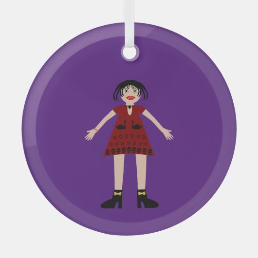 Gothic Halloween Vampire Lady Glas Ornament (Voorkant)