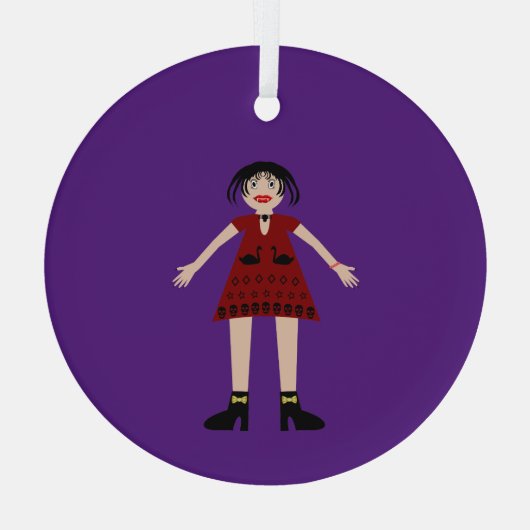 Gothic Halloween Vampire Lady Glas Ornament (Achterkant)