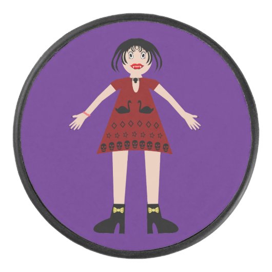 Gothic Halloween Vampire Lady Hockey Puck (Voorkant)