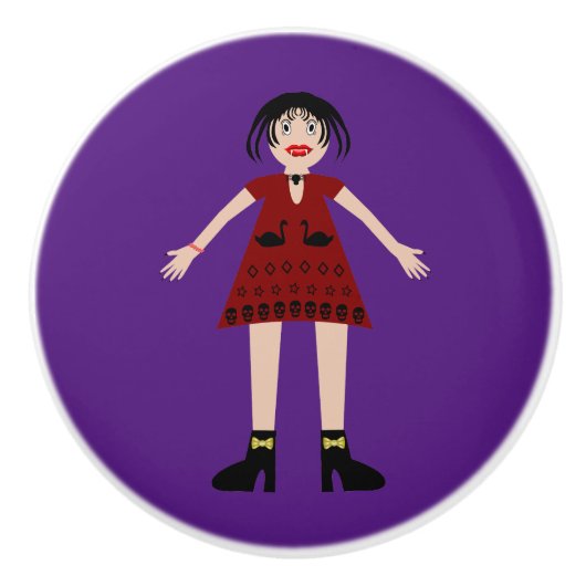 Gothic Halloween Vampire Lady Keramische Knop (Voorkant)