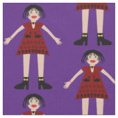 Gothic Halloween Vampire Lady Patterned Stof (Close Up)