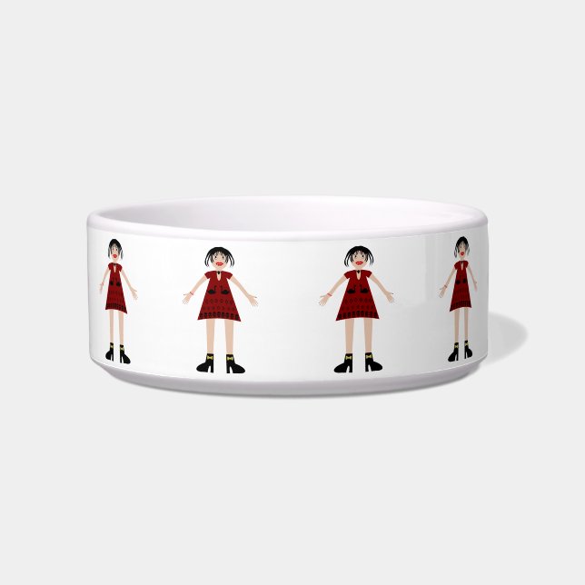Gothic Halloween Vampire Lady Patterned Voerbakje (Voorkant)