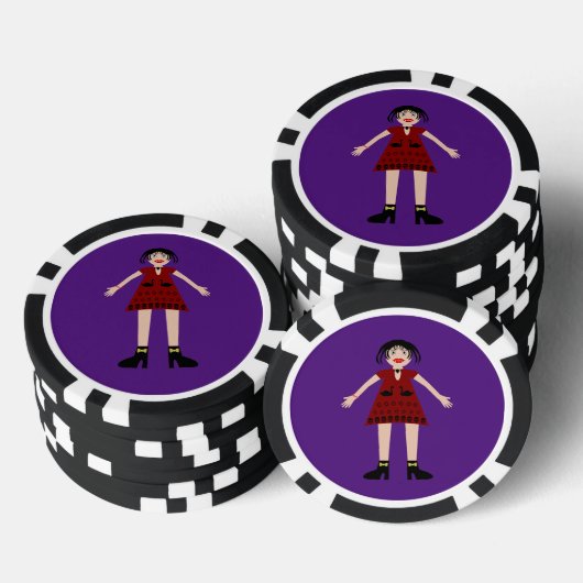 Gothic Halloween Vampire Lady Poker Chips (Opstapeling)