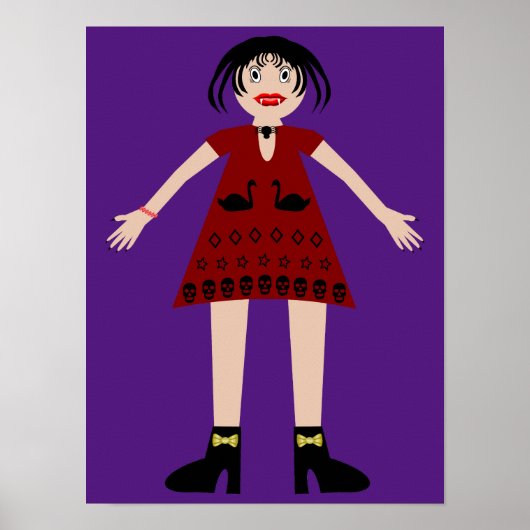 Gothic Halloween Vampire Lady Poster (Voorkant)