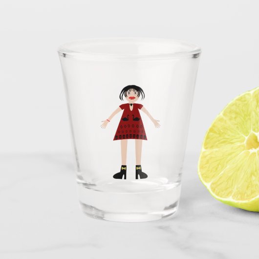 Gothic Halloween Vampire Lady Shot Glas (Voorkant)
