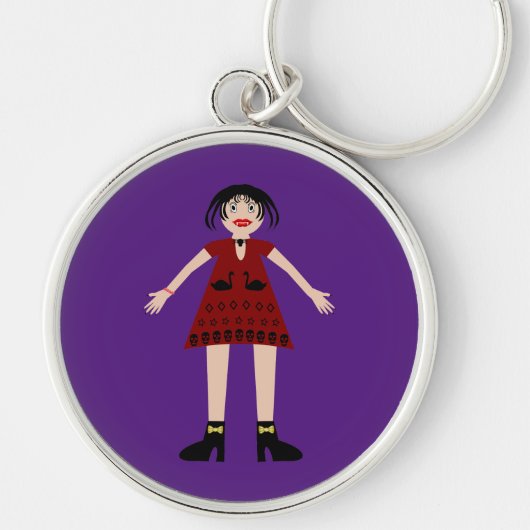 Gothic Halloween Vampire Lady Sleutelhanger (Voorkant)