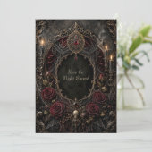 Gothic Halloween Verjaardagsbal Save the Date Kaart (Staand voorkant)