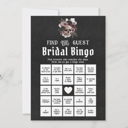 Gothic Halloween Vind de Gast Bruids Bingo Game Kaart (Voorkant)