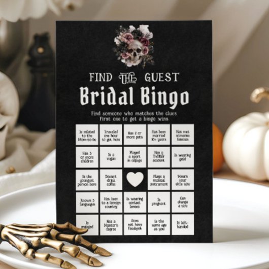 Gothic Halloween Vind de Gast Bruids Bingo Game Kaart