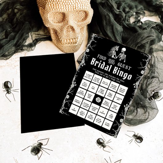 Gothic Halloween Vind de Gast Bruids Bingo Game Kaart
