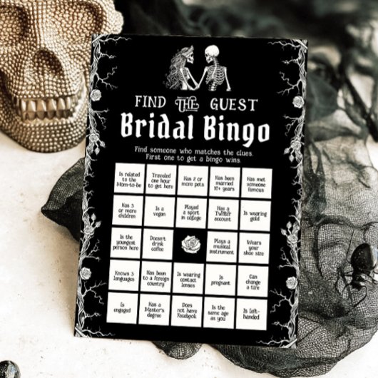 Gothic Halloween Vind de Gast Bruids Bingo Game Kaart