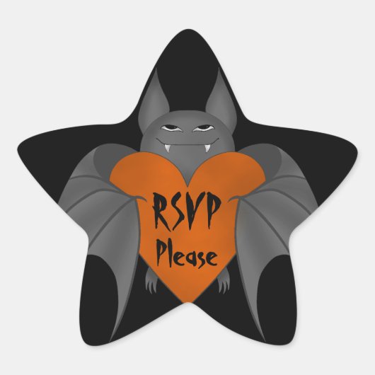 Gothic Halloween vleermuis rsvp alsjeblieft Ster Sticker (Voorkant)