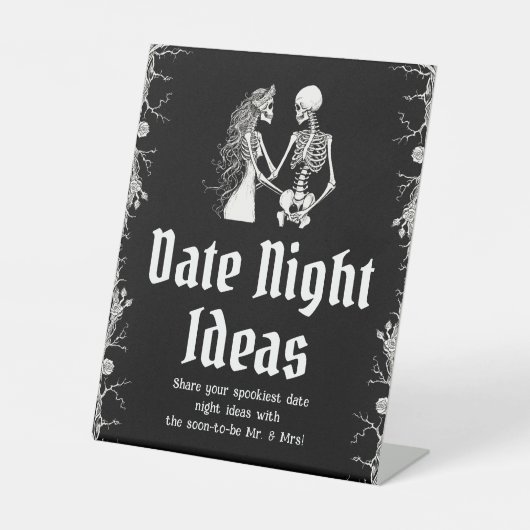 Gothic Halloween Vrijgezellenfeest Datum nacht Ide Reclamebord Met Voetstuk (Voorkant)