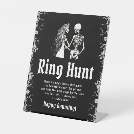 Gothic Halloween Vrijgezellenfeest Ring Hunt Game Reclamebord Met Voetstuk (Voorkant)