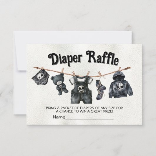 Gothic Halloween waslijn Schedel Luier Raffle Kaart (Voorkant)