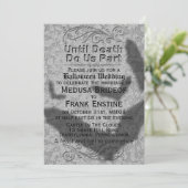 Gothic Halloween Wedding | Flying Bats Shadow Invi Kaart (Staand voorkant)