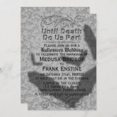 Gothic Halloween Wedding | Flying Bats Shadow Invi Kaart (Voorkant / Achterkant)