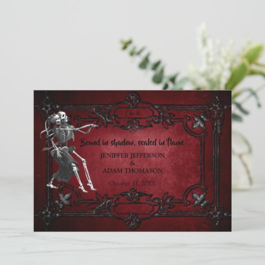 Gothic Halloween wedding invitation Kaart (Staand voorkant)