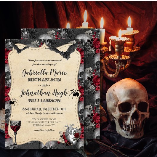 Gothic  Halloween Wedding Invitation Kaart