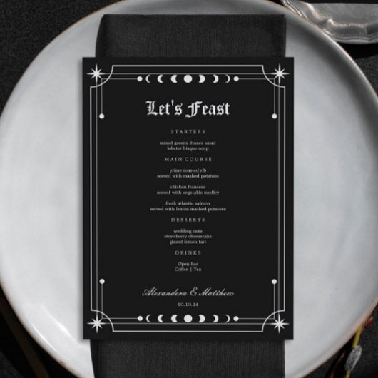 Gothic Halloween Wedding Menu
