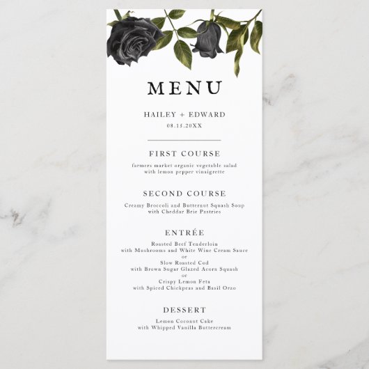 Gothic Halloween Wedding Menu | wit (Voorkant)