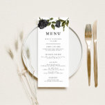 Gothic Halloween Wedding Menu | wit<br><div class="desc">Het menu van de Gothic halloween-thema bruiloft met illustratie van zwarte rozen op een witte achtergrond. Dit  ontwerp is ideaal voor een hallowding!</div>